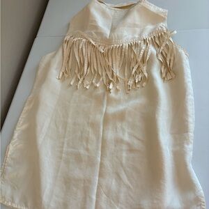 Petite Sophisticate Cream Fringe Top